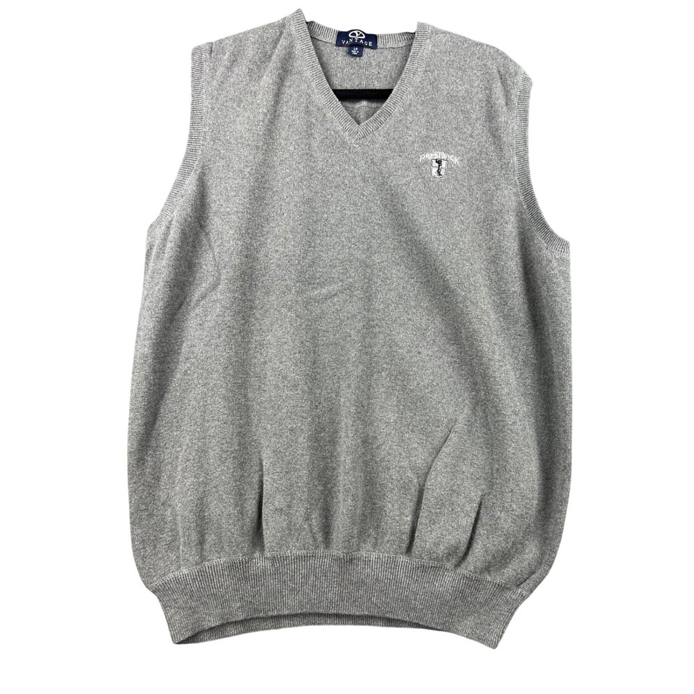 Vantage Prestwick Golf Sweater Vest Mens Large Gray Cotton V-Neck Excellent